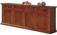 Madia credenza 4 porte in legno tinta noce l.222 p.47 h.91