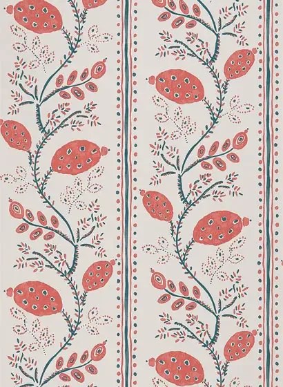 Nina Campbell Carta da parati Pomegranate Trail - Red/ French Blue