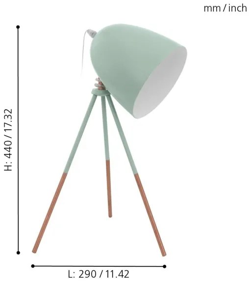 Eglo 49337 - Lampada da tavolo DUNDEE 1xE27/60W/230V