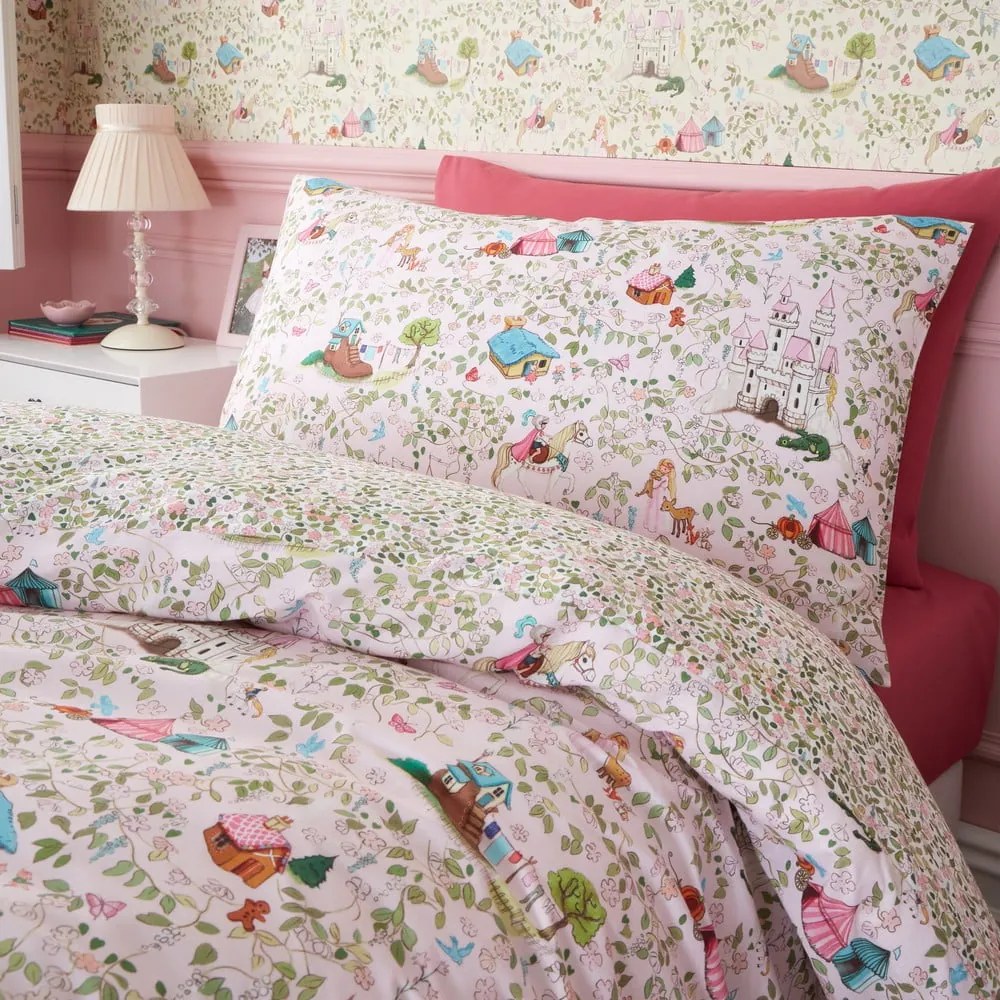 Set copripiumino e federa da bambini rosa in cotone per letto singolo 135x200 cm Fairytale – Belle &amp; Boo