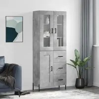 Credenza Grigio Cemento 69,5x34x180 cm in Legno Multistrato 3198669