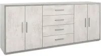 Mobile Basso 4 Ante 4 Cassetti 203x84x41 cm Cemento/Ossido Bianco