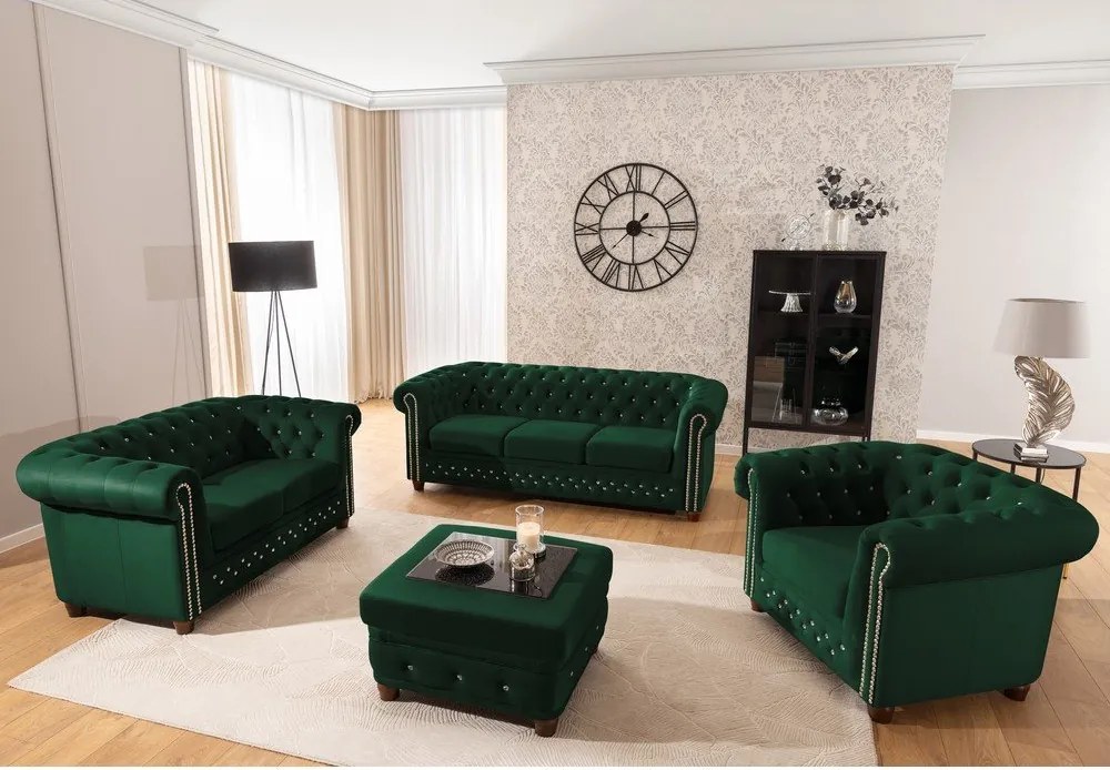 Poltrona chesterfield verde con rivestimento in velluto York Blik – Ropez