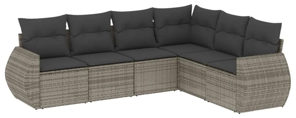 Set Divano da Giardino 6 pz con Cuscini Grigio in Polyrattan