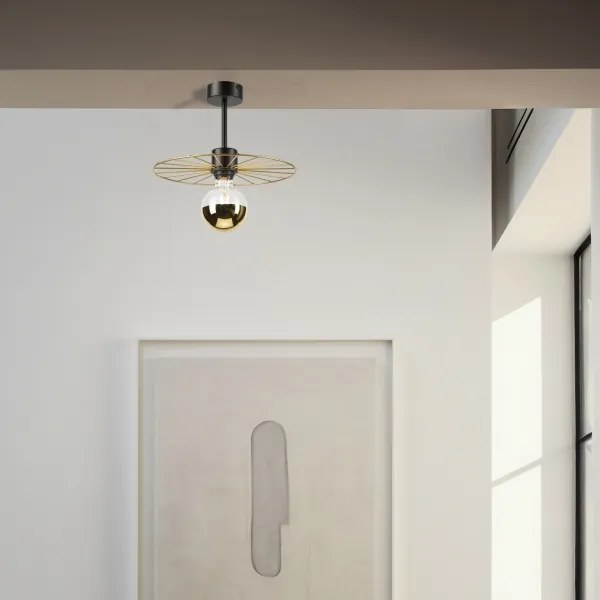 Lampadario a sospensione con supporto rigido MONTANA 1xE27/15W/230V diametro 30 cm oro/nero