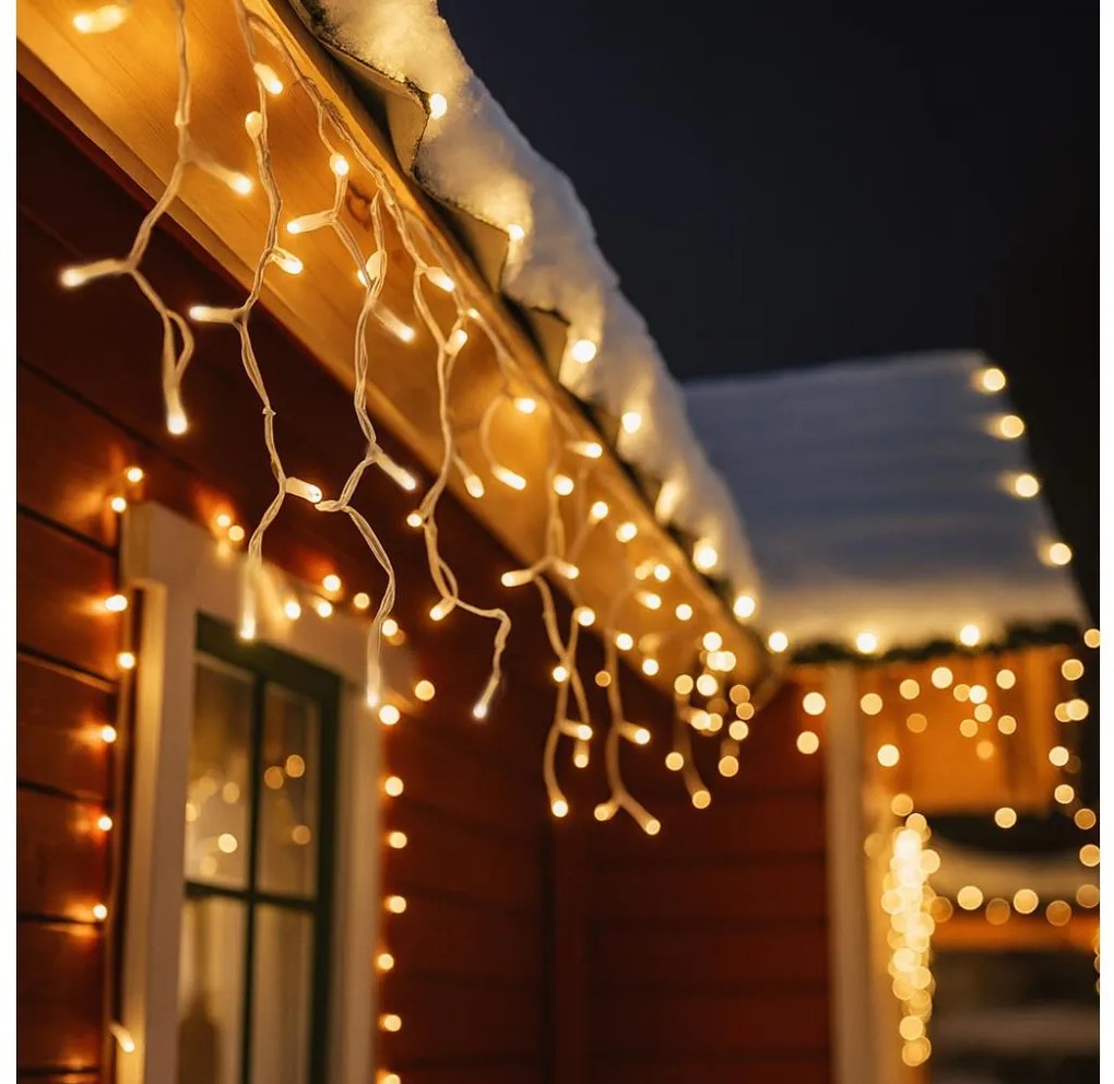 Brilagi - Catena luminosa natalizia LED da esterno 360 LED/8 funzioni 14 m IP44 bianco caldo effetto stalattite