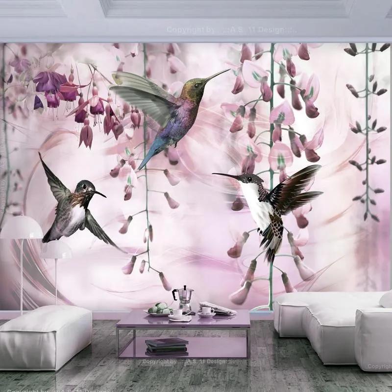 Fotomurale adesivo Flying Hummingbirds (Pink)