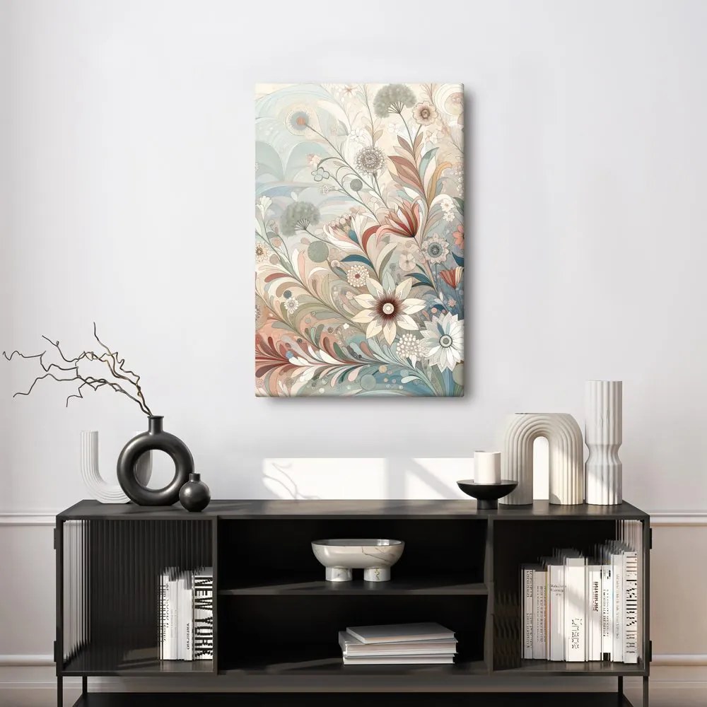Quadro su tela – Fiori eleganti con linee sottili