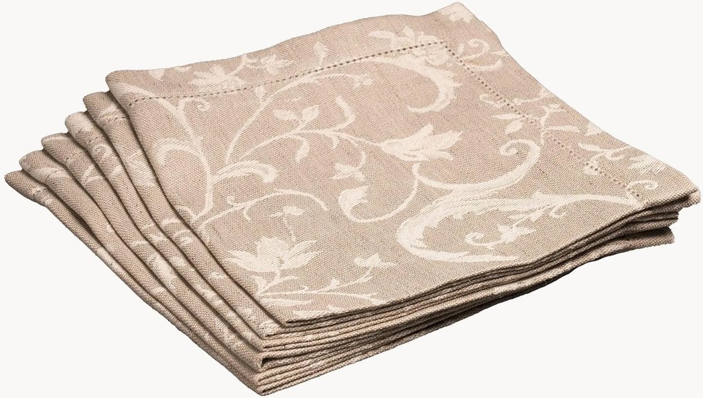 Set di 6 tovaglioli in lino con bordino jacquard Minija