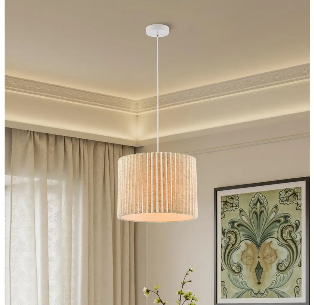 Brilagi - Lampada a sospensione con cavo NORDIC WAVE 1xE27/15W/230V Ø 32 cm lino/bianco