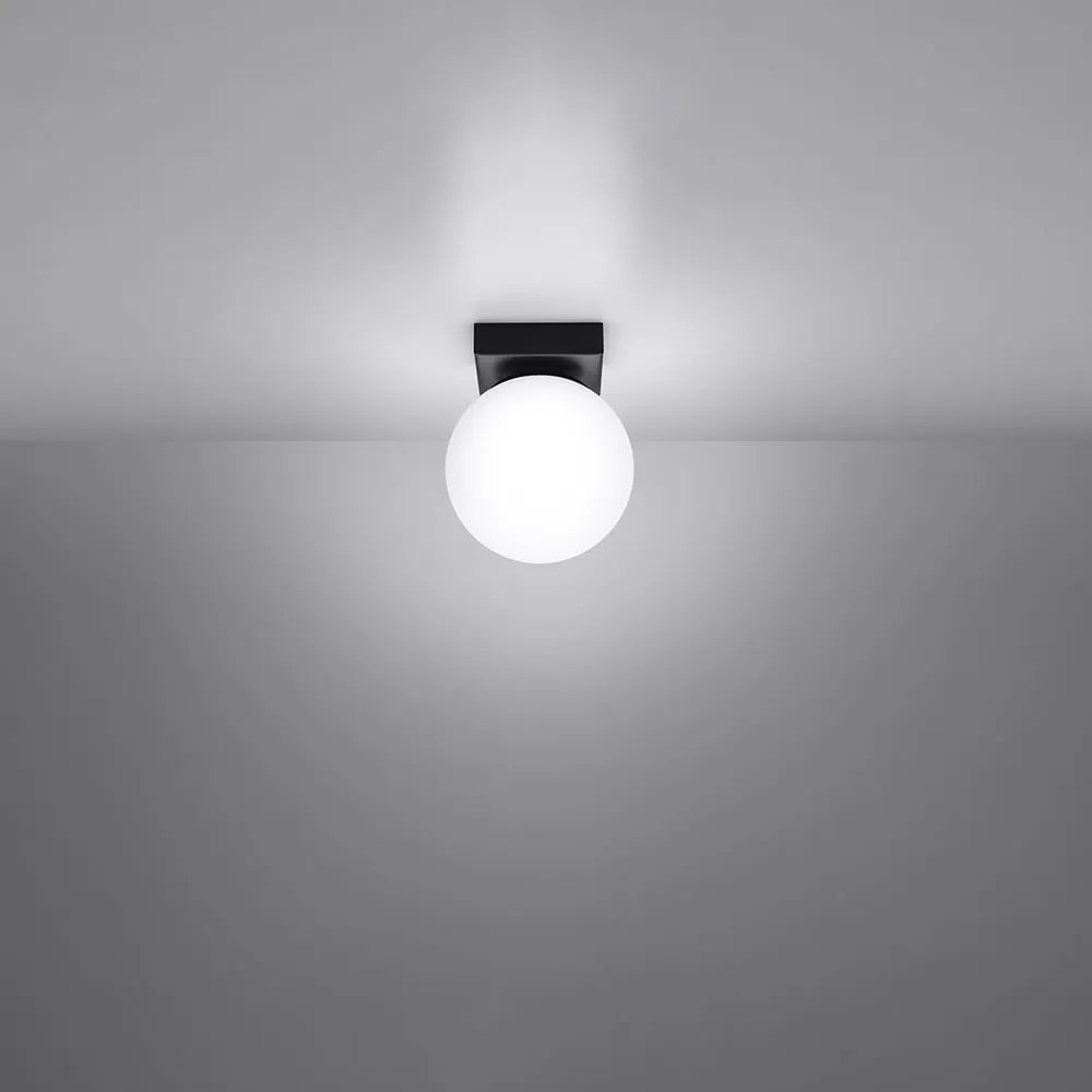 Lampada da soffitto nera con paralume in vetro ø 12 cm Umerta - Sollux