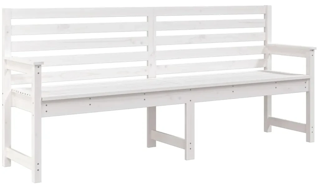 Panca da giardino bianca 203,5x48x91,5cm legno massello di pino