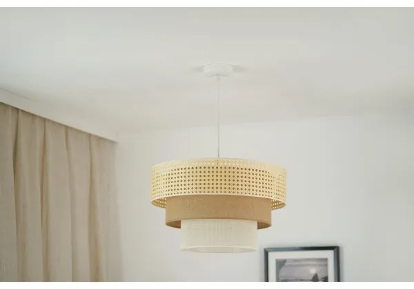 Brilagi - Lampadario a cavo CEDAR LUNETA 1xE27/15W/230V Ø45 rattan marrone crema