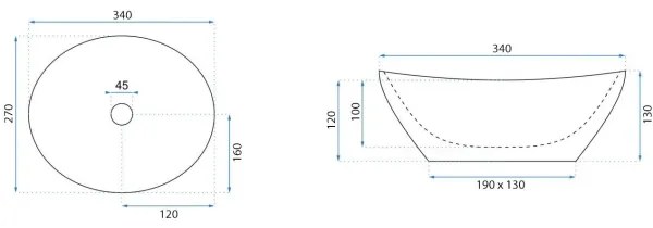 REA-U8014 - Lavabo da appoggio SOFIA MINI 27x34 cm in ceramica/decoro effetto marmo