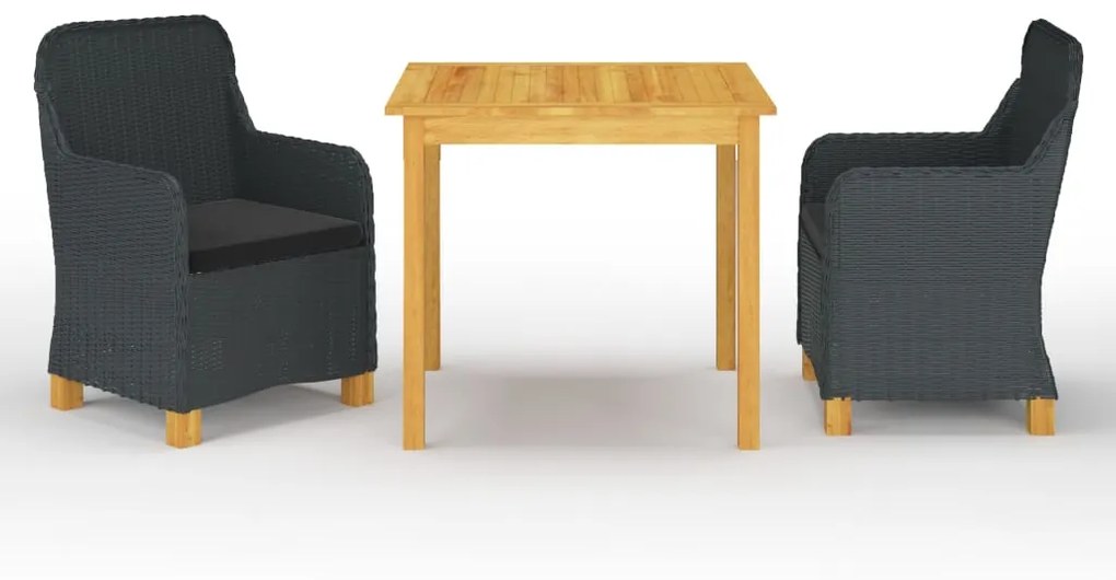 Set Mobili Da Pranzo Per Giardino 3 Pz Grigio Scuro /