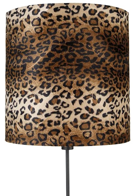 Lampada da terra con paralume nero a stampa leopardo 40 cm - Parte