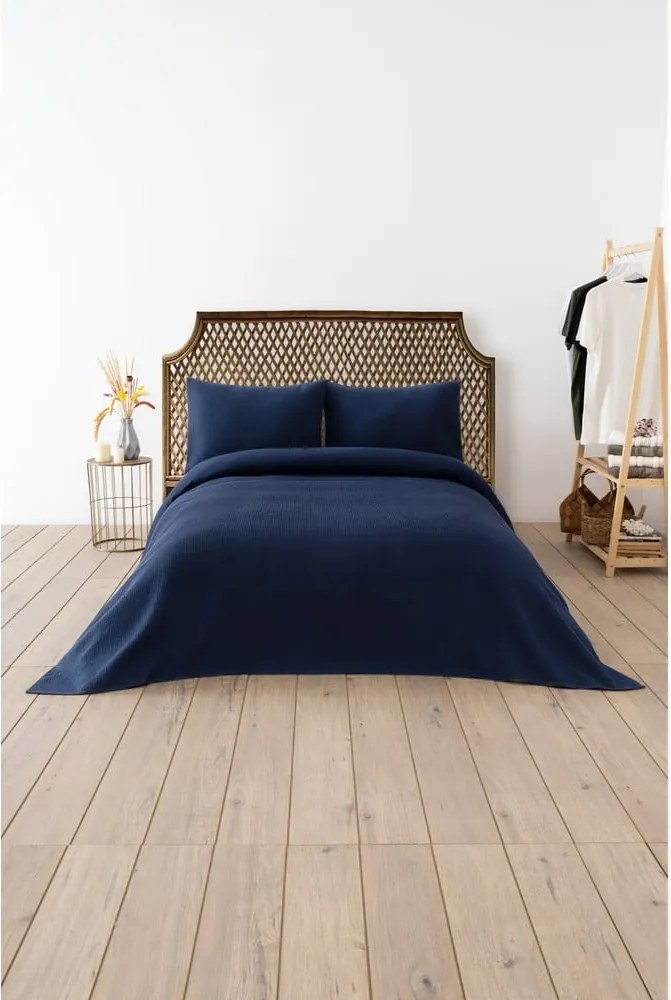 Copriletto blu scuro 200x220 cm Waffle - Mijolnir