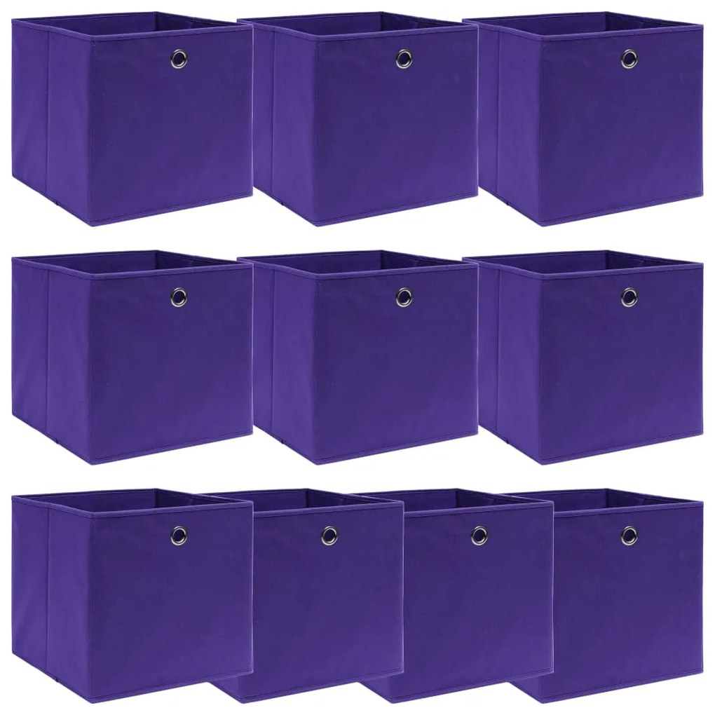 Scatole Portaoggetti 10pz Viola 32x32x32 Cm Tessuto /