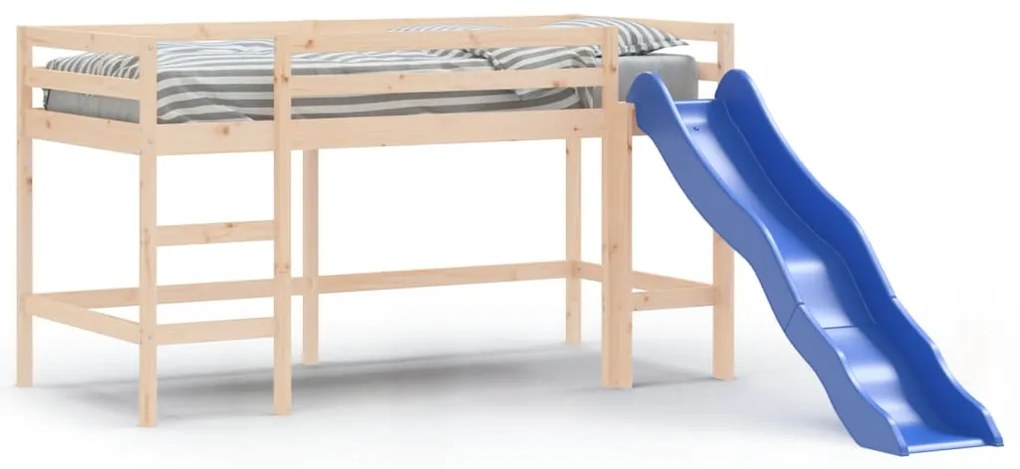 Letto soppalco con scivolo bambini 80x200cm legno massello pino
