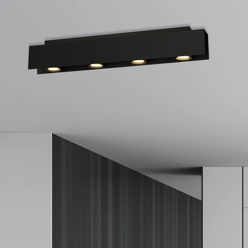 Plafoniera Moderna 4 Luci Cassiopea In Acciaio Nero