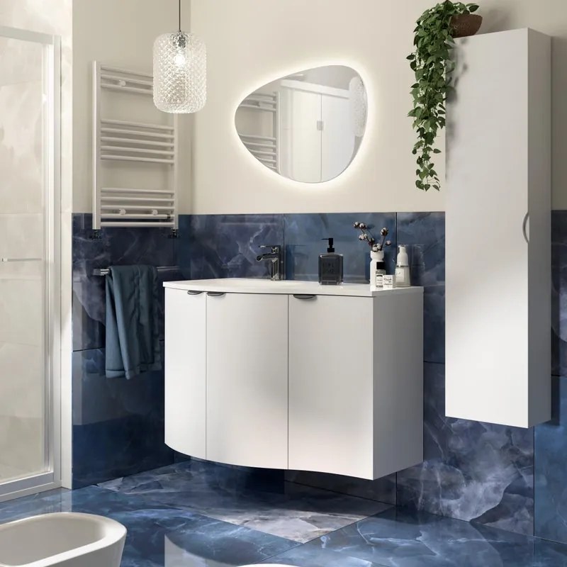 Mobile bagno sospeso con lavabo L 104 x H 70 x P 51 cm bianco opaco per vasca a sinistra Onda
