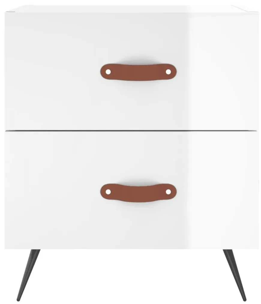 Comodino bianco lucido 40x35x47,5 cm in legno multistrato
