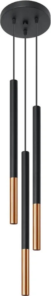 Lampada a Sospensione in Acciaio MOZAICA 3P Nero 3xG9