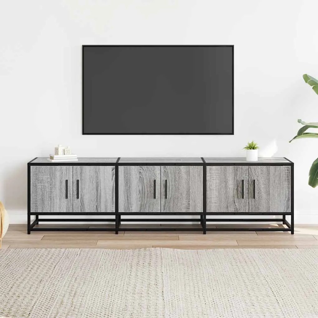 Mobile tv grigio sonoma 150x35x41cm in truciolato e metallo