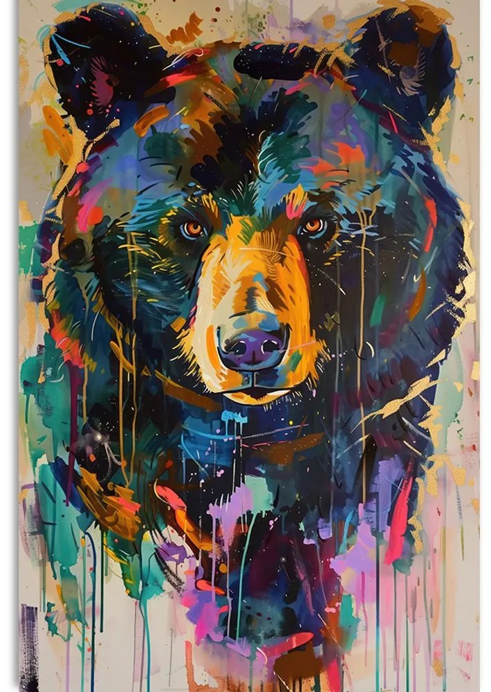 Stampa su tela – Orso con imitazione di pittura