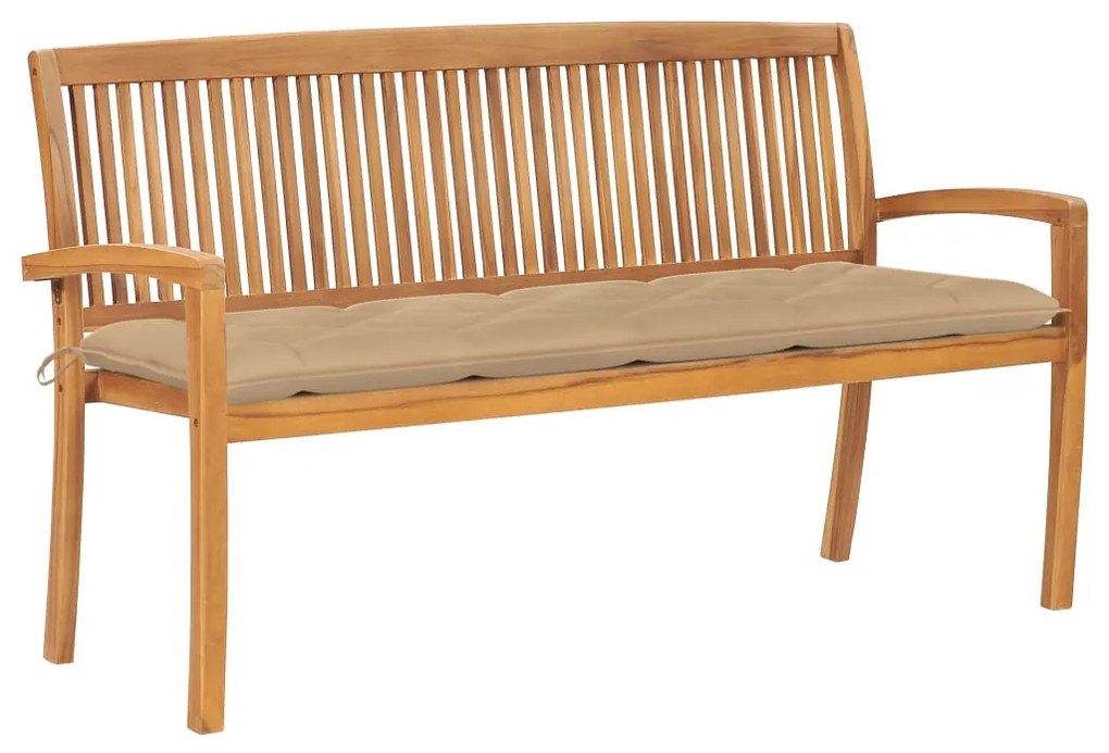 Panchina da Giardino Impilabile e Cuscino 159cm Teak Massello