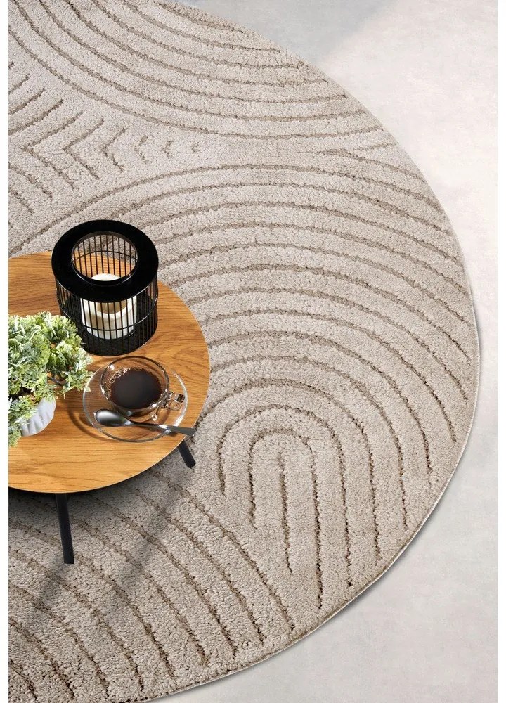 Tappeto rotondo beige ø 160 cm Panglao New York Taupe – Elle Decoration