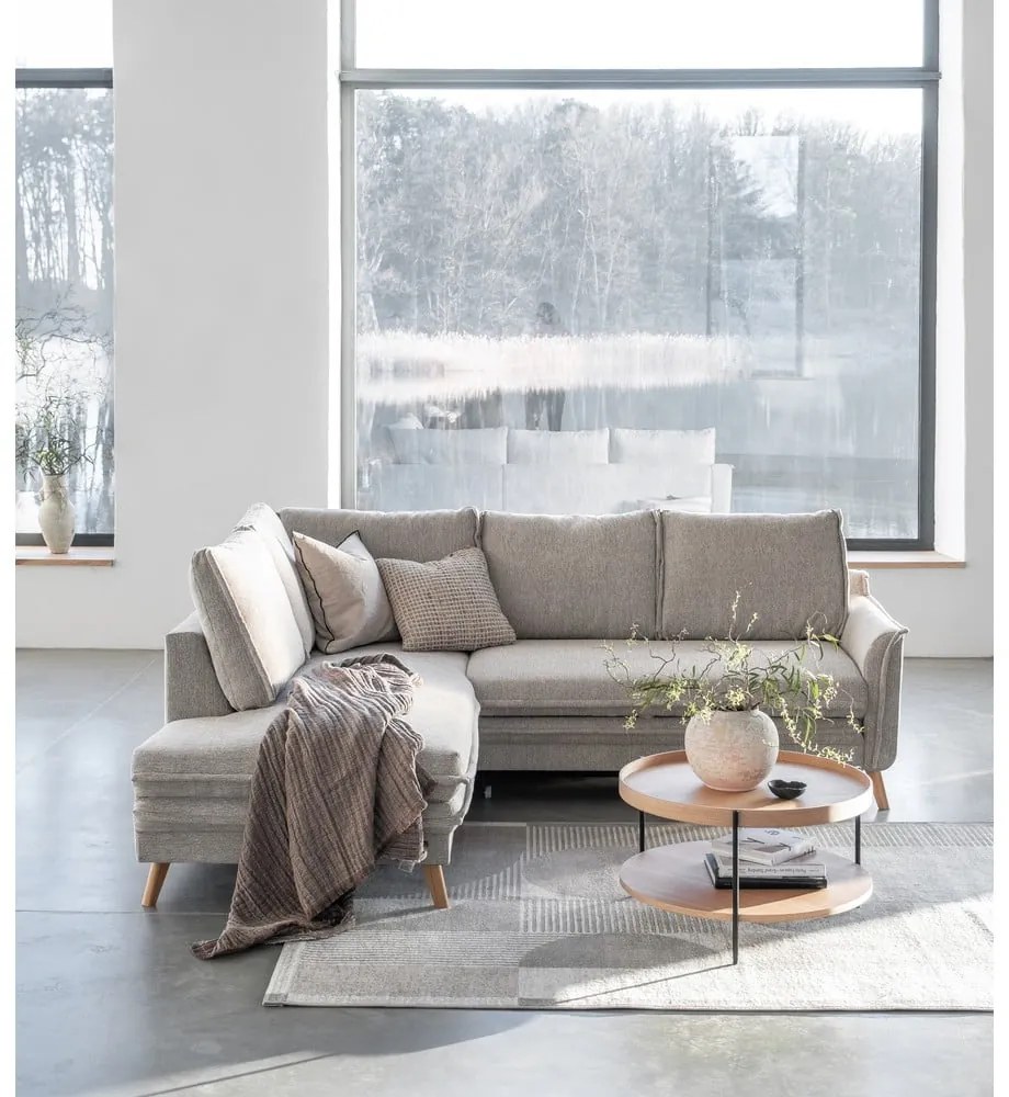 Divano letto angolare beige (angolo sinistro) Charming Charlie - Miuform