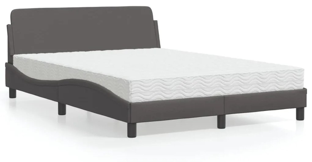 Letto Con Materasso Grigio 120x200 Cm İn Similpelle /