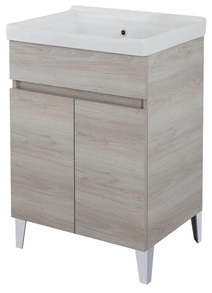 Lavatoio a Terra 60x46,8 Due Ante Con Vasca Feridras "Alba" Rovere Grigio