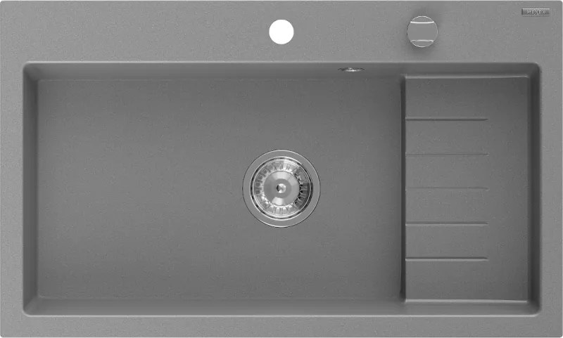Mexen Omar lavello in granito 1-vasca 800 x 480 mm, grigio, sifone cromato - 6520801005-71
