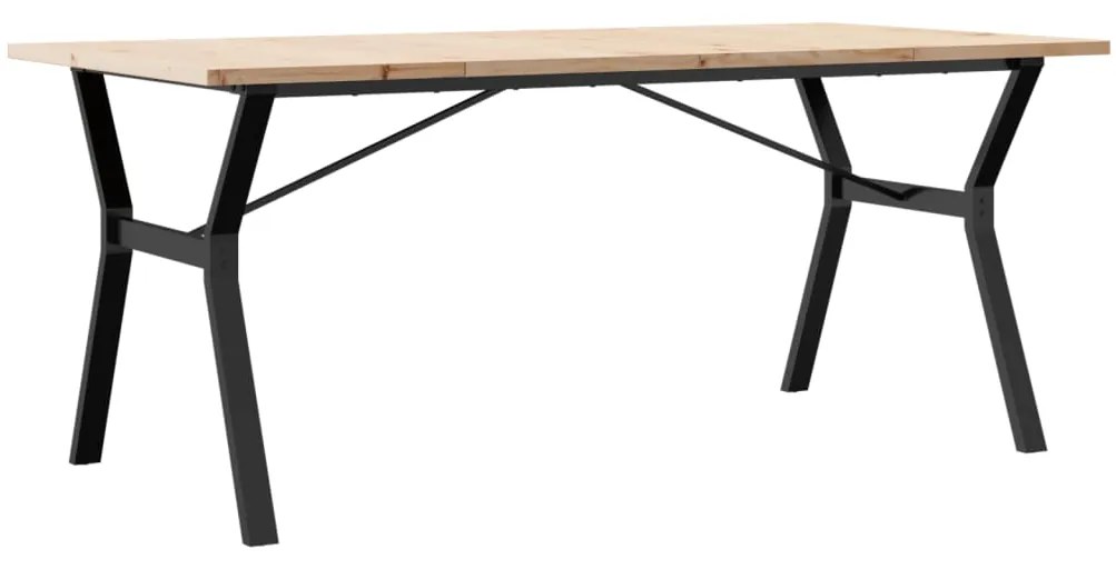 Tavolo da pranzo telaio a y 180x90x75,5cm massello pino e ghisa