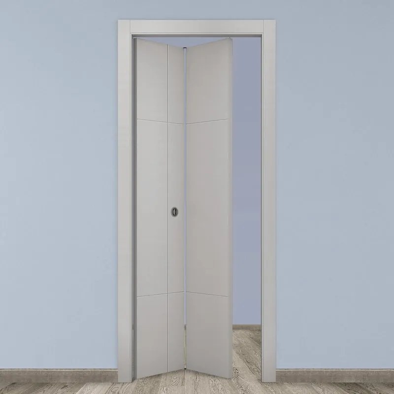 Porta tamburata pieghevole a libro simmetrica City grigio L 70 x H 210 cm sinistra