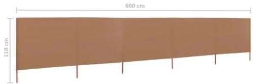 Paravento a 5 Pannelli in Tessuto 600x80 cm Grigio Talpa