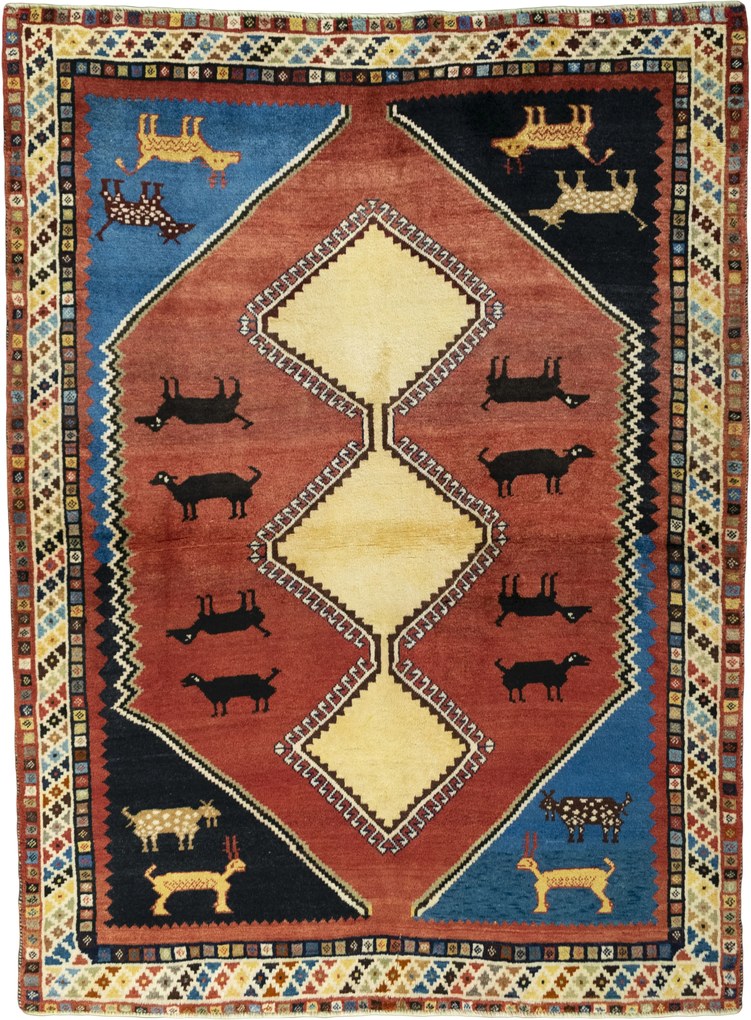 Shiraz Tappeto 200x150 Rosso (Iran) Annodato A Mano
