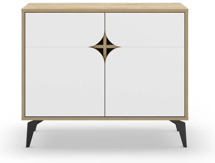 Mobile in rovere decorato in bianco e naturale 95x79 cm Nola - Marckeric