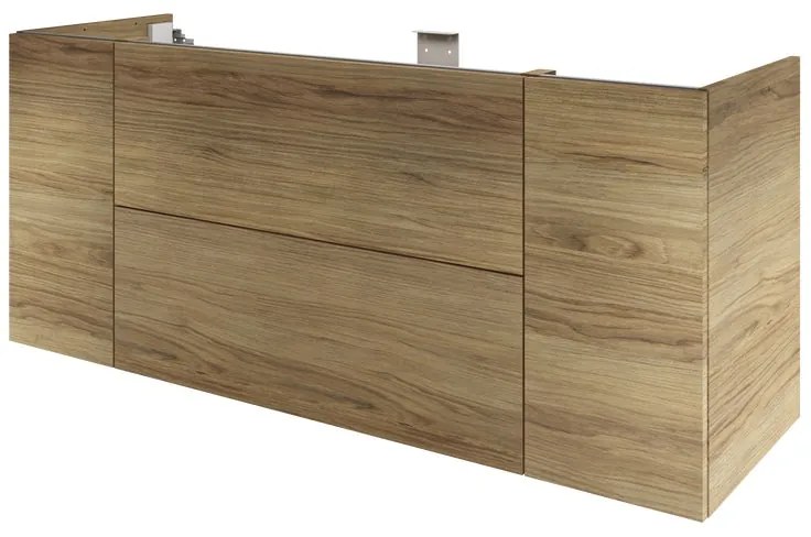 Mobile da bagno sospeso sotto lavabo L 150 x H 64 x P 48 cm rovere miele, 2 cassetti 2 ante con cassetto Apertura push-pull SENSEA Neo, Maniglie acquistabili separatamente