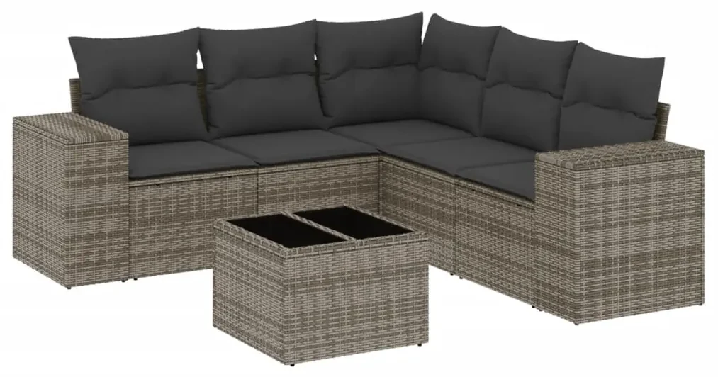 Set divano da giardino 6 pz con cuscini grigio in polyrattan