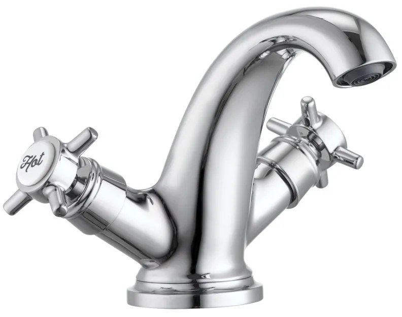 Rubinetto per lavabo a canna media getto laminare cristallino Mauna cromato lucido SENSEA H 13.3 cm