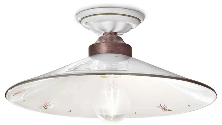 Plafoniera Classica Asti Ferro E Ceramica Nero Sfumato Rame Decorato 1 Luce E27 D20