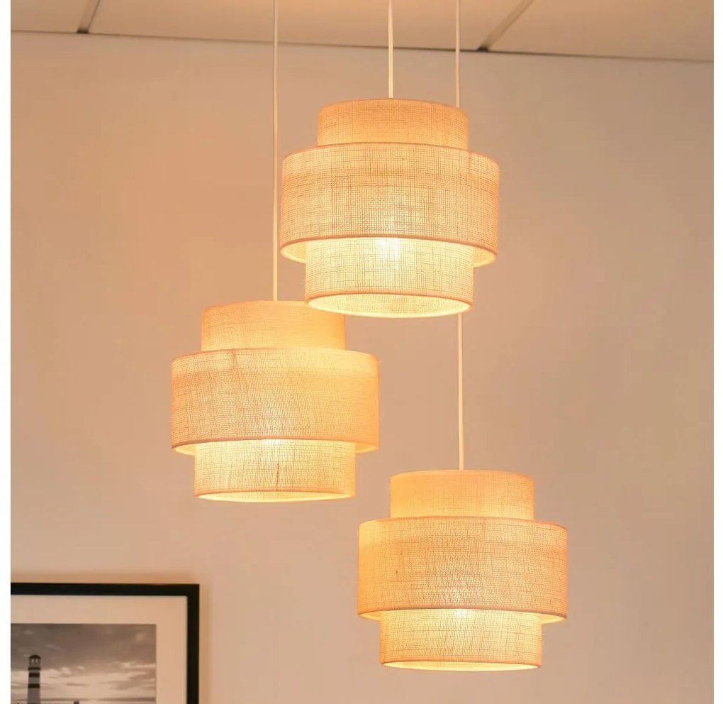 Brilagi - Lampadario a sospensione SPACE YUTE 3xE27/15W/230V crema/bianco