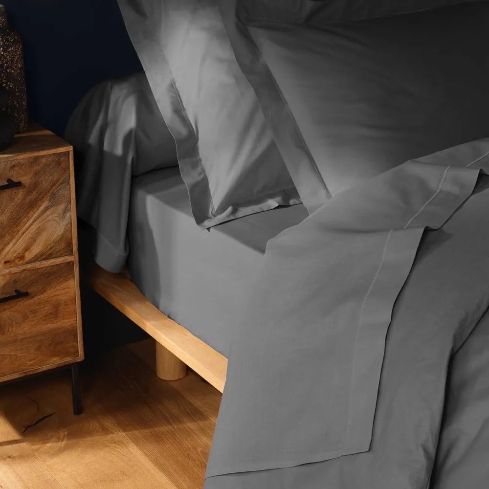 Lenzuolo in cotone elasticizzato antracite 180x200 cm Lina - douceur d'intérieur