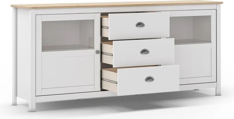 Cassettiera bassa in pino bianco 180x80 cm Misti - Marckeric