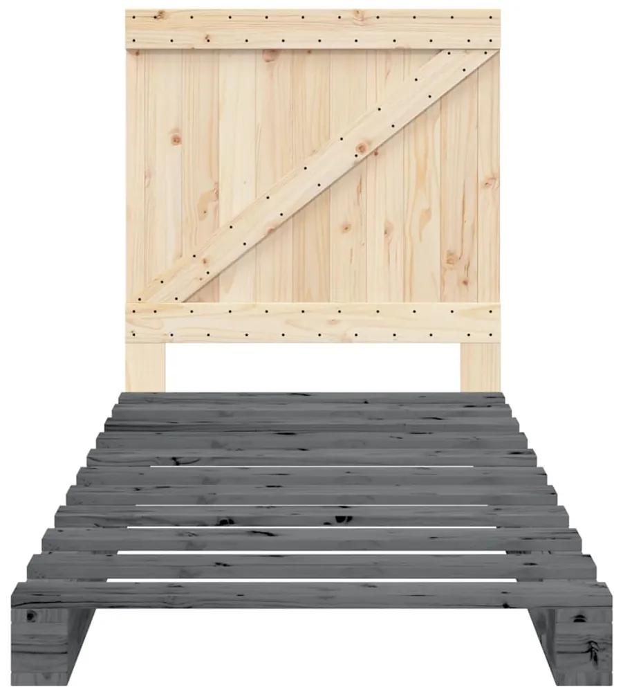 Giroletto con testiera grigio 90x200 cm legno massello di pino