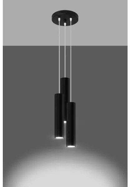 Sollux SL.1079 - Lampadario a sospensione con filo LAGOS 3xGU10/10W/230V nero