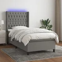 Letto a Molle Materasso e LED Grigio Scuro 90x190 cm in Tessutocod mxl 99331